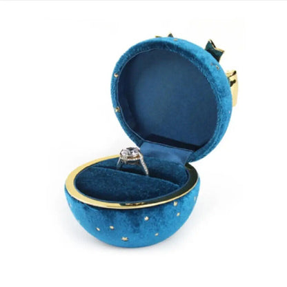 Jewelry Box Round Plastic Alloy Velvet Bow Rings Pendant Packaging Boxes 7x7x6cm