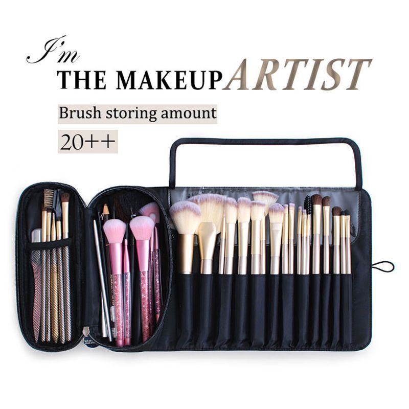Makeup Bag Cosmetic Brush Travel Organizer Tools Rolling Bag Waterproof Nylon