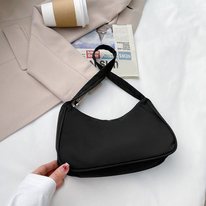 Underarm Bag Retro Nylon Vintage Simple Women Zipper Shoulder Handbag 28*18*8 CM