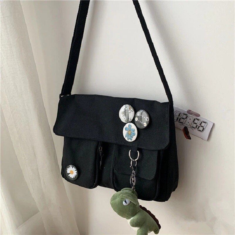 Canvas Bag Fashion Shoulder Bag Student Large Capacity Female Crossbody Bag 31CM