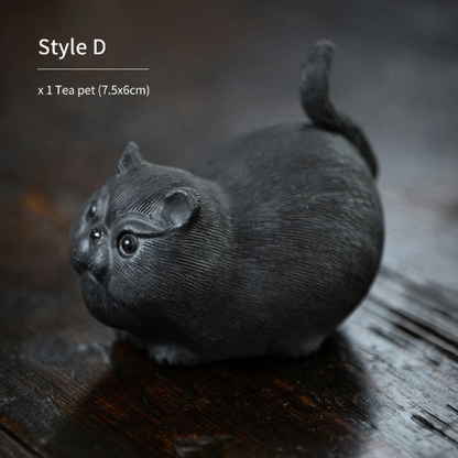 Yixing Purple Clay Tea Pet Cute Cat Tea Ceremony Accessories