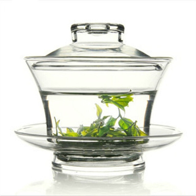Chinese Tradition Gaiwan Thick Glass Tea Cup High Heat Resistant Tea Kung Fu Tea
