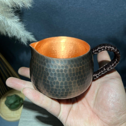 Pure Copper 400ml Tea Pitcher Hand Hammered Vintage Gongdao Cup