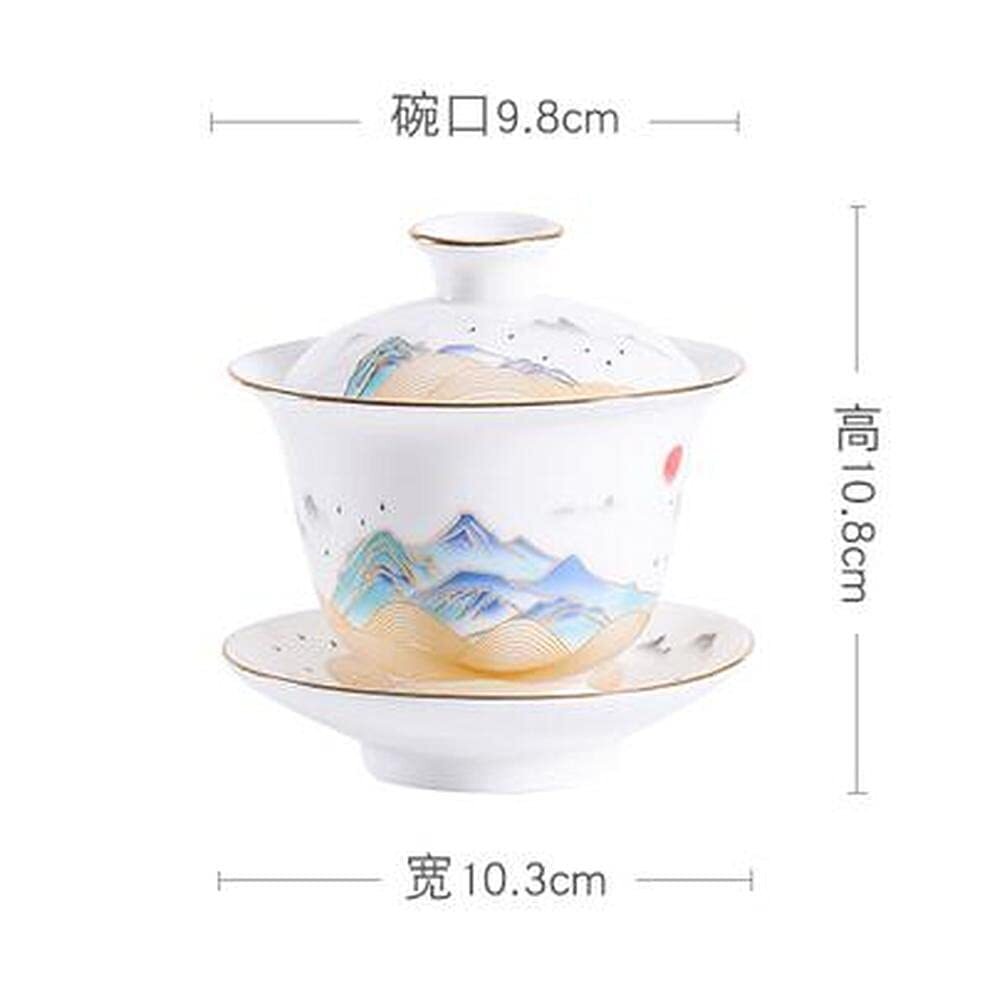 170ml Gaiwan Teacup Dehua Porcelain Bowl Kungfu Tea Set Tea Decor