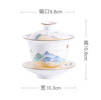 170ml Gaiwan Teacup Dehua Porcelain Bowl Kungfu Tea Set Tea Decor