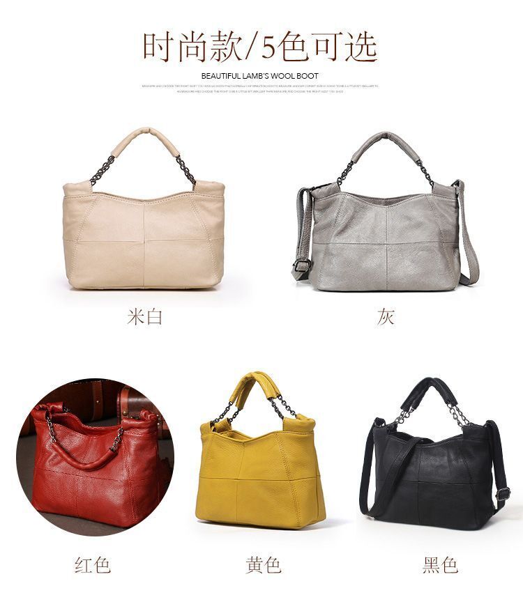 Natural Cow Leather Messenger Bags Chain Shoulder Small Genuine Leather Handbags