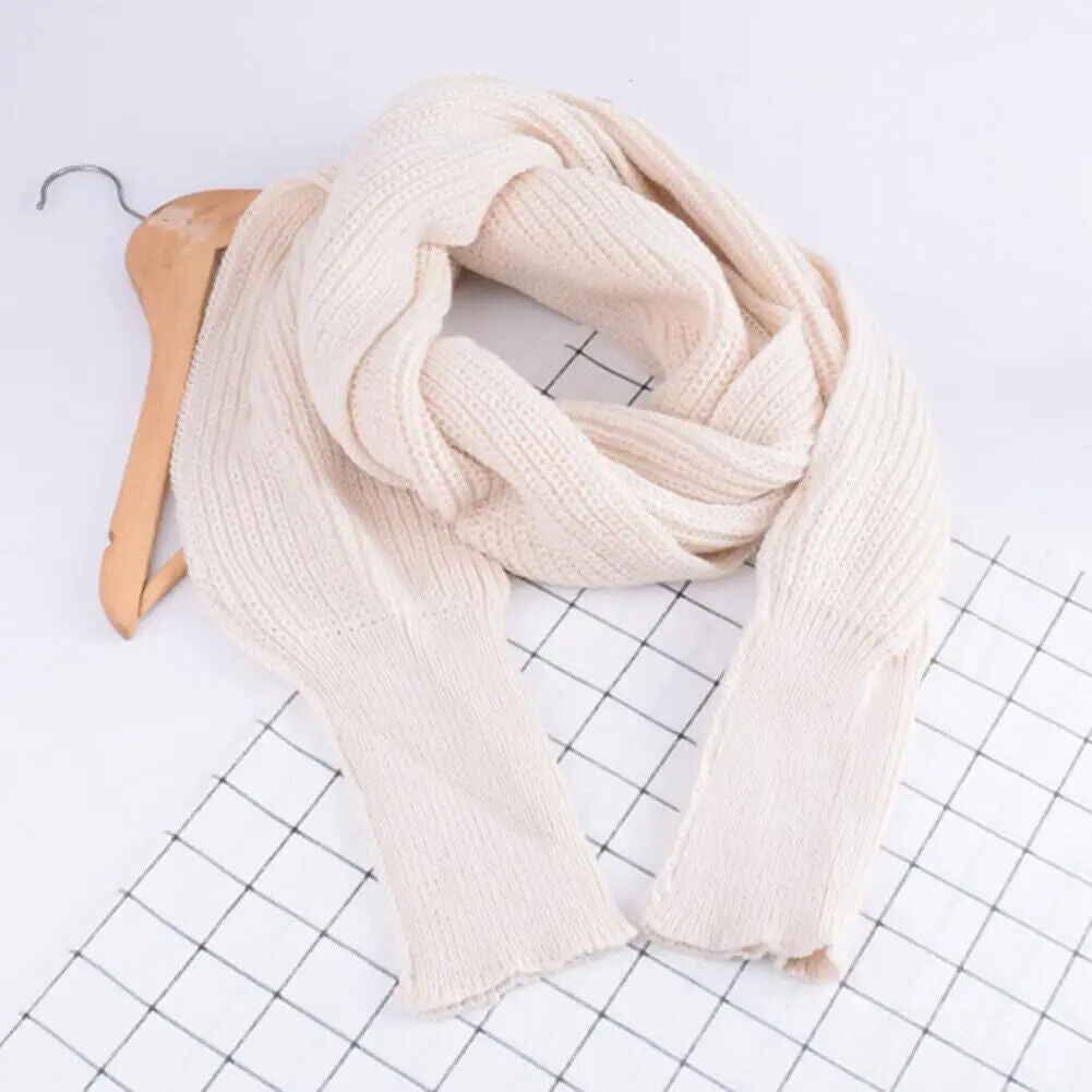 Women Scarf Imitation Cashmere Winter Thicked Sleeve Wrap Sweater Knitted Shawls