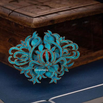 Chinese high-end cloisonne metal woven hair clip for women's hairpins brooch