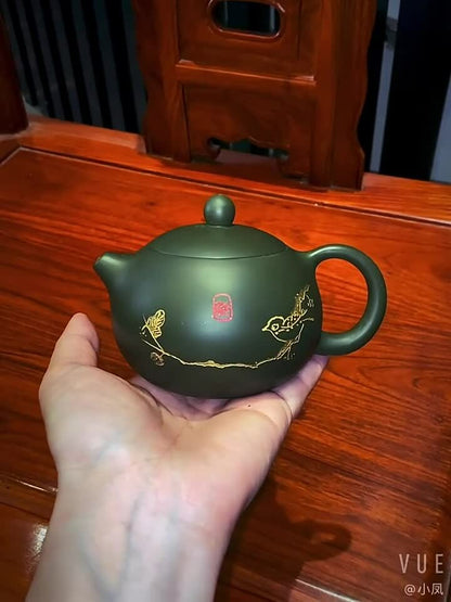 Xishi Pot Marked Real Yixing Zisha Green Clay Tea Pot Chinese Kungfu Puer Teapot