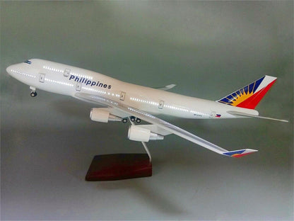 47CM Philippines BOEING 747-400 Airplane Led Sound- controlled Light Resin Model