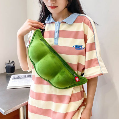 Plush Shoulder Bag Creative Peas Shaped Top Handle Bags Outdoor Shopping 38*16*7