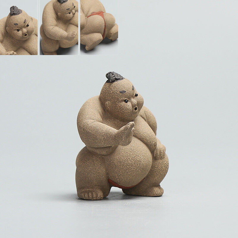 handmade figurine sumo statue crude pottery artwork wrestling tea pet creative