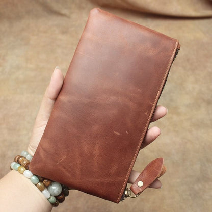 Wallet Genuine Leather Phone Bag Long Retro Ultra-Thin Leather Clutch Solid 1PC