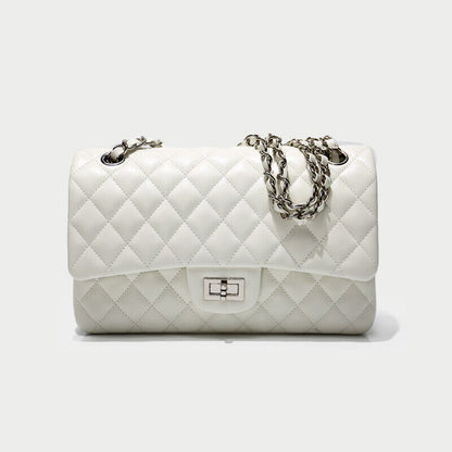 Quilted Sheepskin Leather Chain Purse Small Flap Shoulder Bag Fashion Handbag 25