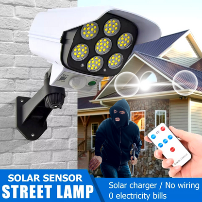 Faro LED Recargable Solar Lampara Tipo Camara Falsa Seguridad Para Exteriores
