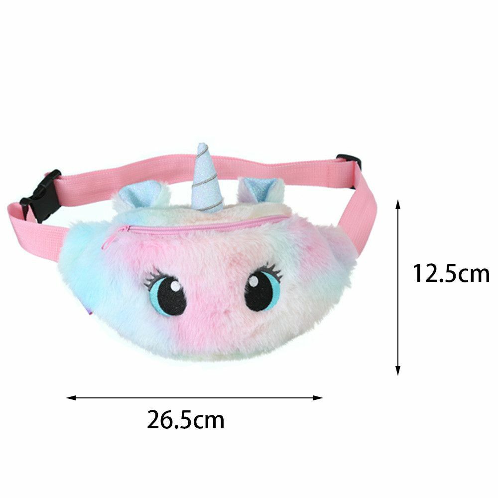 Children's Pack Unicorn Fanny Girls Waist Bag Plush Toy Belt Color Cartoon Purse
