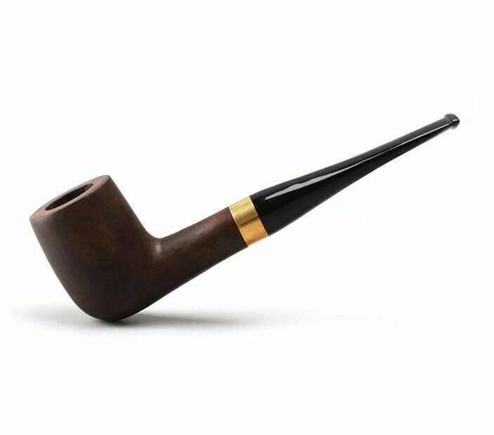 Handmade Ebony Wood Black Smoking Pipes 8mm Filter Tobacco Wooden Straight Pipe