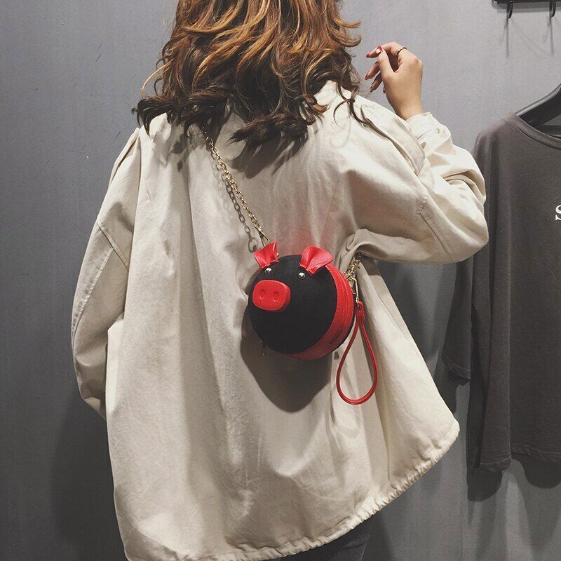 Cute Pig Shape Bag Ladies Piggy Tote Single Shoulder Chain Messenger Handbag