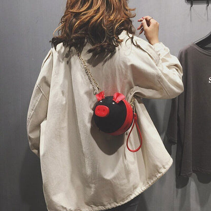 Cute Pig Shape Bag Ladies Piggy Tote Single Shoulder Chain Messenger Handbag