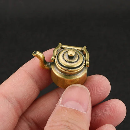 2.8cm Retro Brass Fingertip Teapot Pocket Incense Burner Tea Pet Home Decor