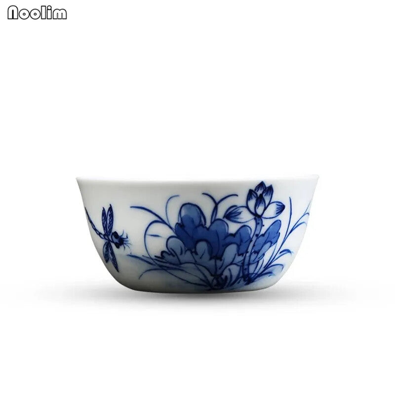 80ml Jingdezhen Ceramic Teacup Hand Painted Lotus Small Tea Porcelain Master