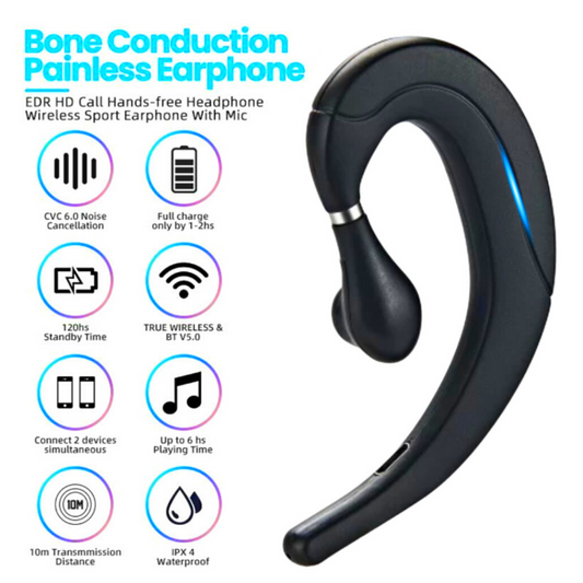 Wireless Bluetooth 5.0 Earpiece Headset Driving Trucker Earbuds Noise Cancelling
