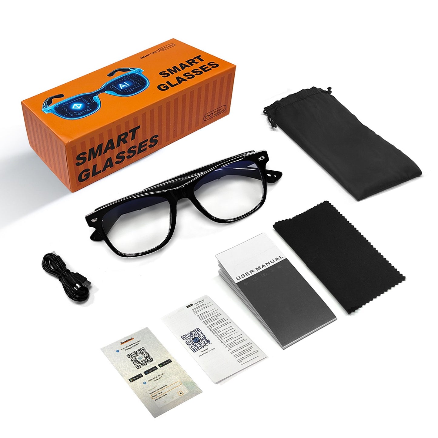 AI translation 100 languages Bluetooth listening songs calling smart glasses