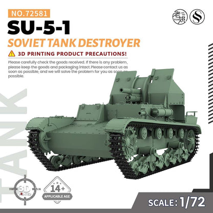 SSMODEL SS72581 1/72 Military Model Kit Soviet SU-5-1 Tank Destroyer