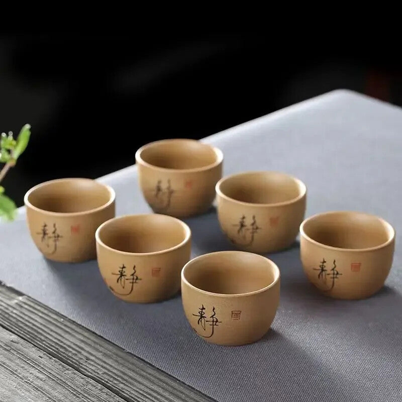 Rough Pottery Hand-painted Tea Cup Kung Fu Tea Set Chinese Cups Ceramic Teacups