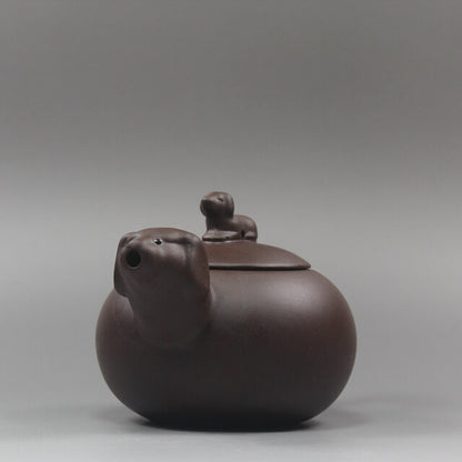 5.2”Chinese Yixing Zisha Pottery Purple Clay Handmade Zodiac Animal Dog Teapot