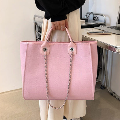 Canvas Shoulder Bag Women Tote Female Bags Chain Pink Handbags Handbag