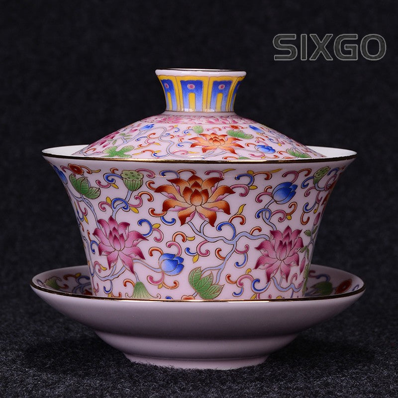 Gaiwan Porcelain Bigger Tureen With Lid Covered Bowl Tea Cup Saucer 340ml China