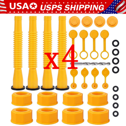 4X Replacement Gas Can Spout Nozzle Vent Kit for Plastic Gas Cans Old Style Caps