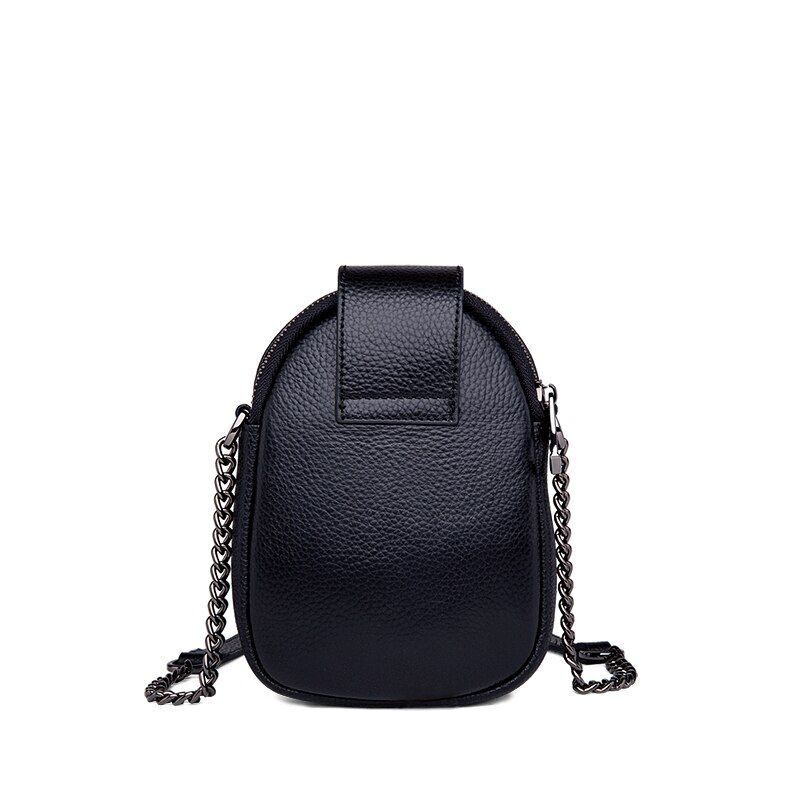 Genuine Cow Leather Shoulder Bag Crossbody Purse 12*5*17CM Nylon Pouch Black 1PC