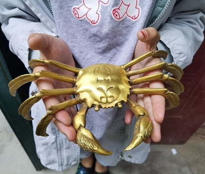 Big Brass Crab Statue Feng Shui Home Decor Figurine Collectibles