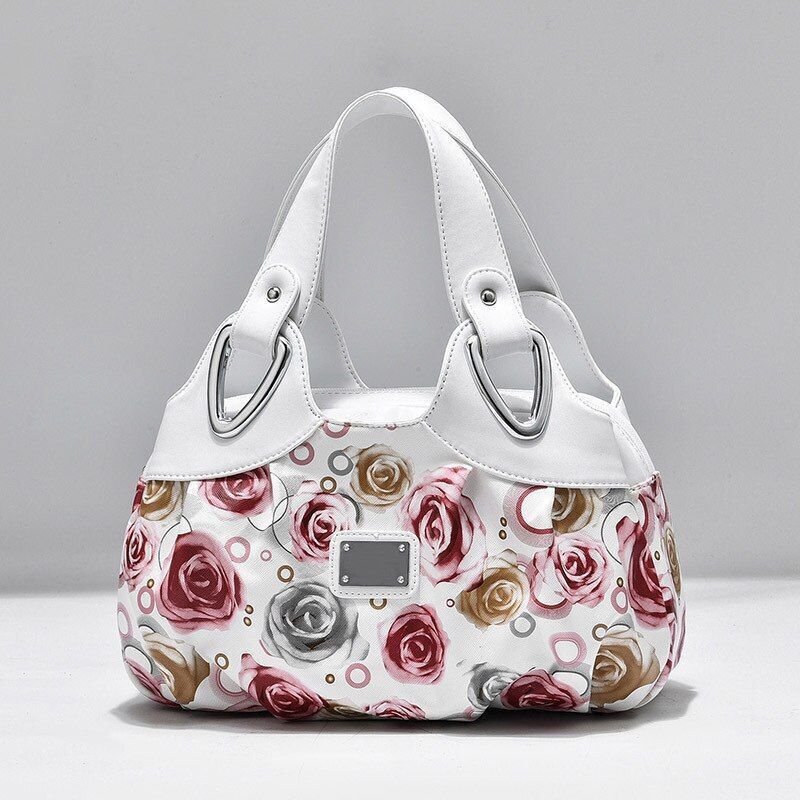 Women Shoulder Bag Printed Flower Messenger Bag Designer Leather Ladies Handbag