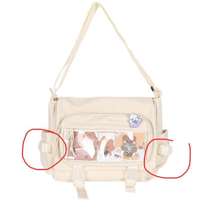 Transparent Pocket Messenger Bag Cartoon Badge Cute Bag Crossbody Shoulder Bags
