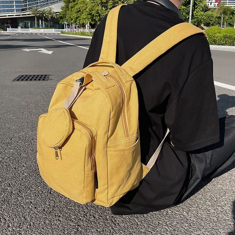 Green Leisure Canvas Backpack College Student School Book Bag Traveling Rucksack