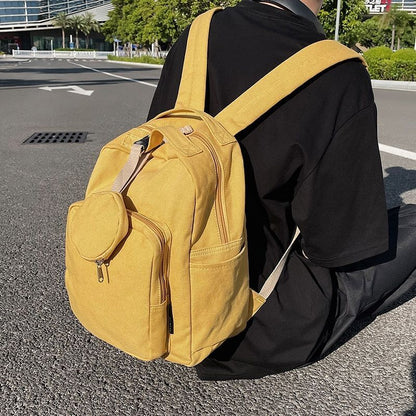 Green Leisure Canvas Backpack College Student School Book Bag Traveling Rucksack