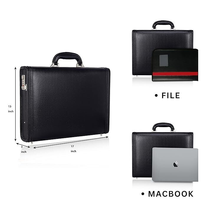 New Leather Travel Briefcase Side Combination Lock Office Business Handbag