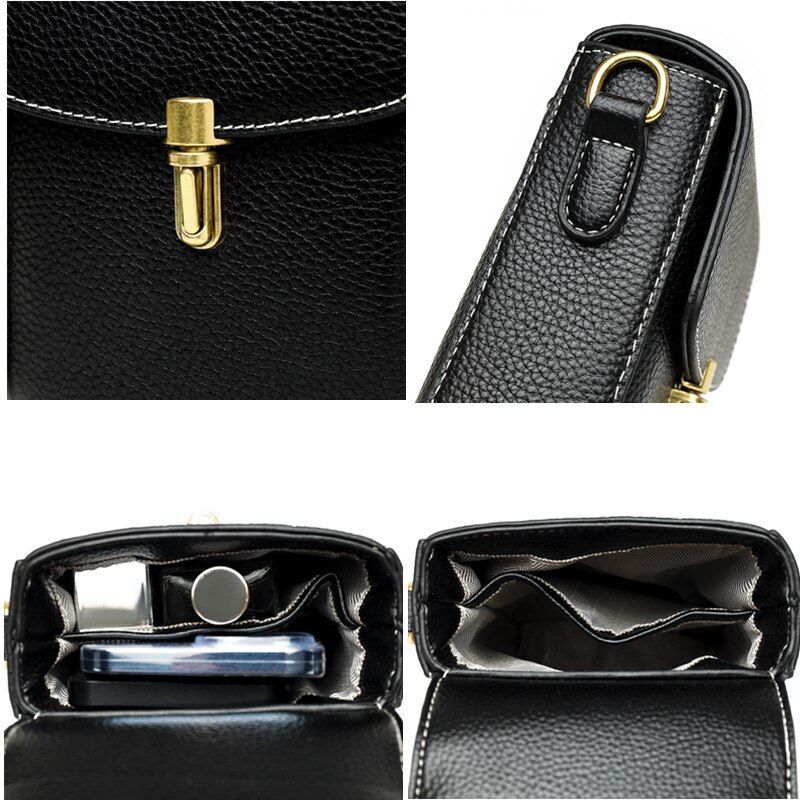 Genuine Leather Bag Mini Messenger Bag Handbag Purse Small Shoulder Purse Cotton