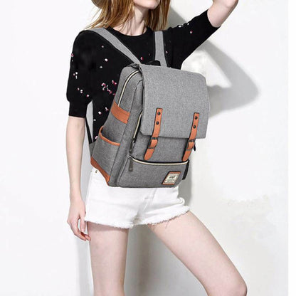 Fashion Vintage Laptop Backpack Women Canvas Bags Men Canvas Travel Backpacks