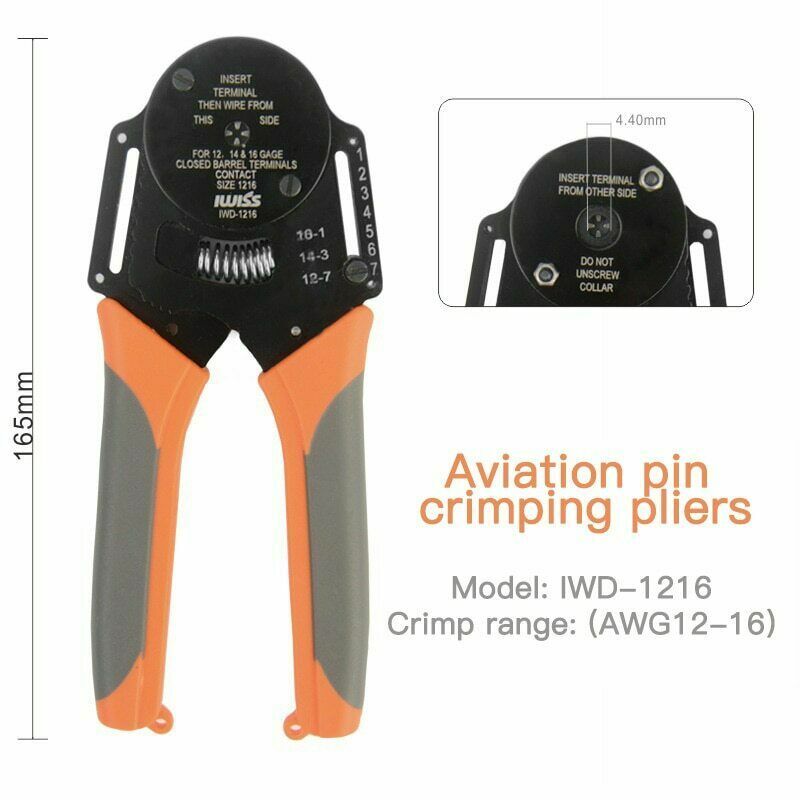 IWD-1216 mini crimper plier Aviation pin crimping pliers AWG12-16 for HE HEE 16A