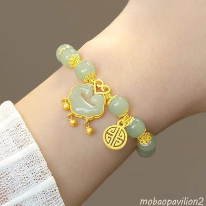 (No Box) Jade Ruyi Charms Bracelet Auspicious Clouds Lucky Wrist Chains Amulet