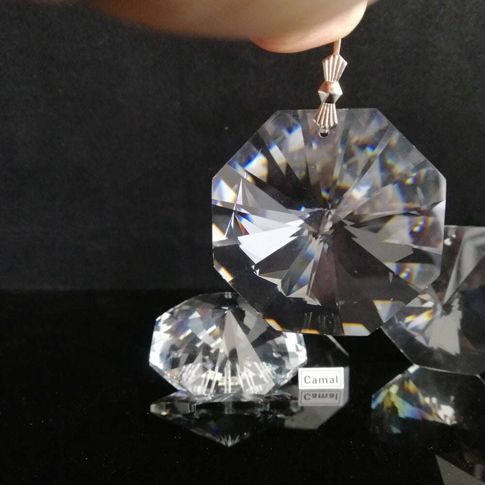 5Pcs 50mm Hanging Pendant Octagon Bead Crystal Chandelier Glass Suncatcher Prism