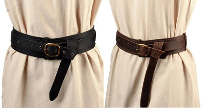 Women Belts PU Leather Vintage Knight Gothic Medieval Buckles Costume Waistbands