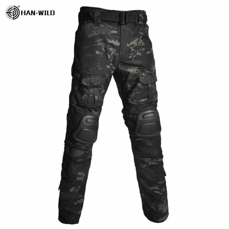 T-Shirt AND Pants Set Camouflage Suit Hiking Trousers Non Slip Silicone Elbow XL