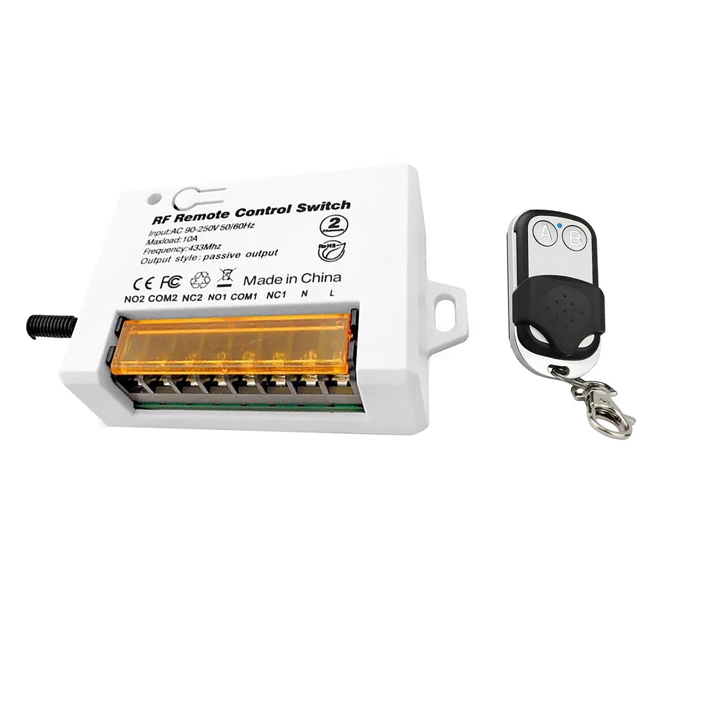220V 110V 2Ch Relay Receiver Wireless Remote Control Switch for Garage/Gate gg