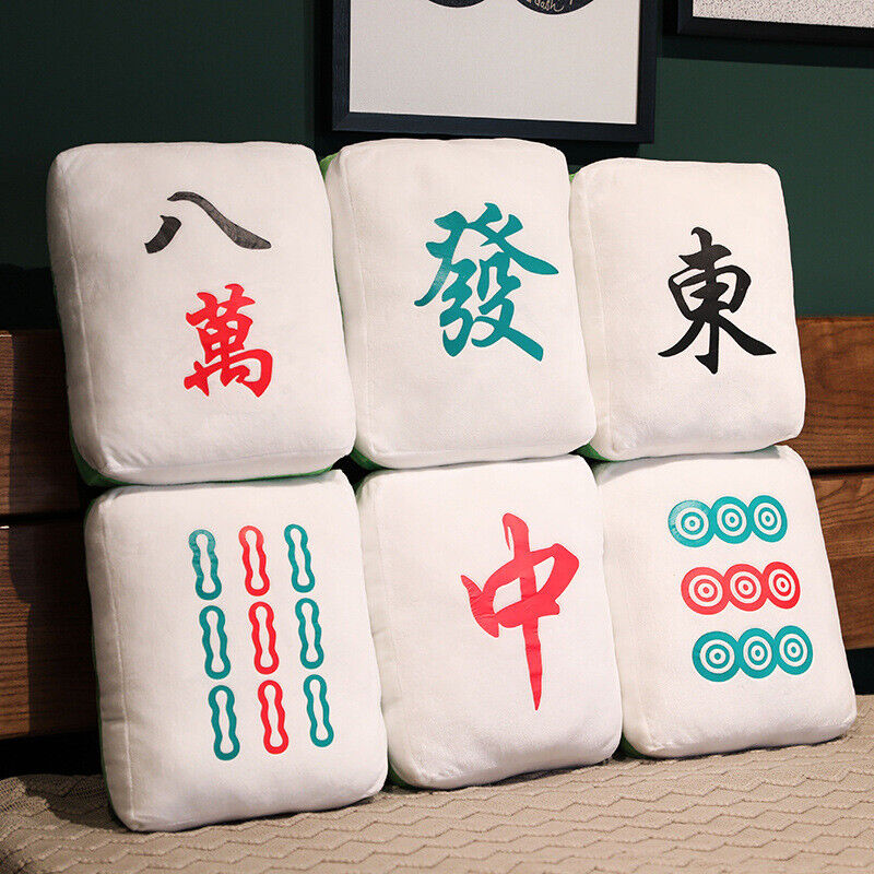 Creative Mahjong Pillow Cushion Chinese Plush Toy Pillow Sofa Backrest Gift NEW