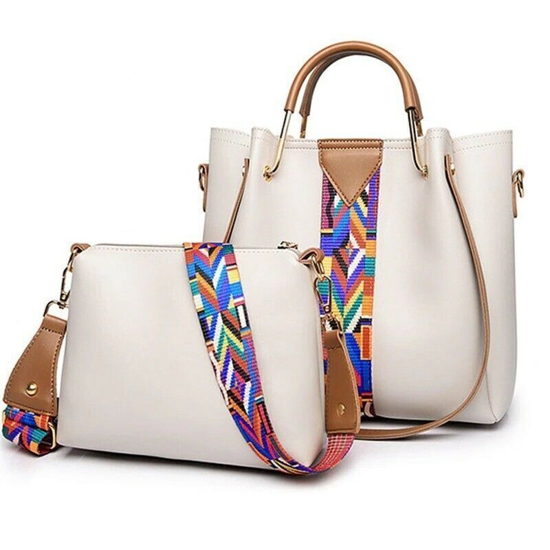 2Pc Set Women Leather Handbag And Purse Luxury Shoulder Messenger Crossbody Bag